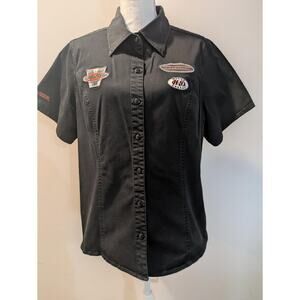 Harley Davidson Classic Mechanic Garage Button Down Shirt Womens Size 1W Blk